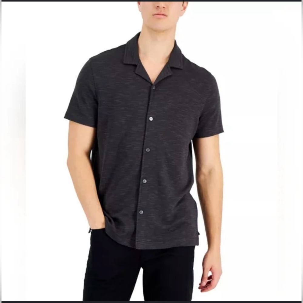 Alfani men’s black short sleeve buttons size Medium NWT